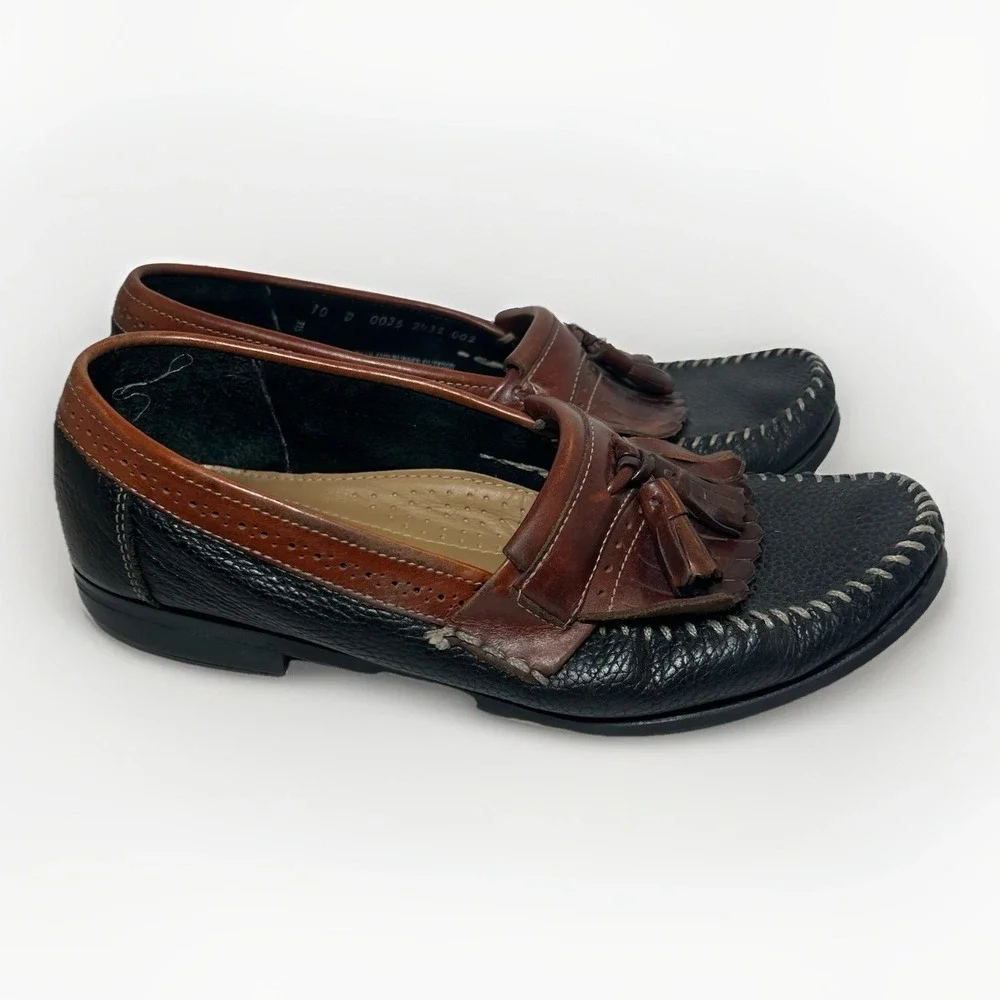 G.H. Bass Weejuns Tassel Loafers Men's Size 10 Black Tan Leather Pre-Owned Shoes